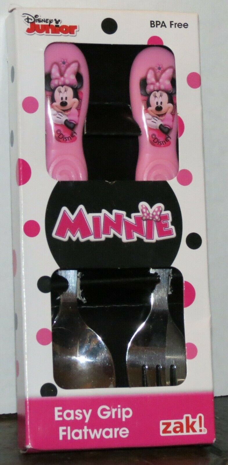 New Zak! Disney Junior Kids Easy Grip 2 Piece Flatware Set - Minnie Mouse