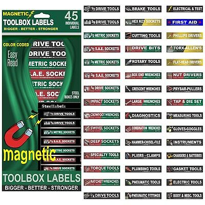 Ultimate Magnetic Tool Box Labels (green) To Fit All Tool Storage Cabinets