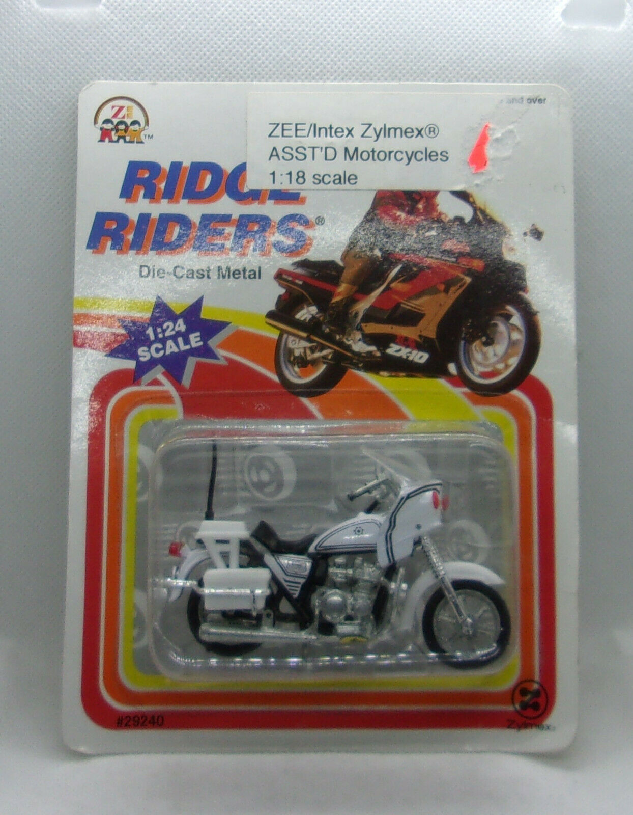 New Vintage Zee Toy 1994 Ridge Rider Poiice Motorcycle Diecast 1:24
