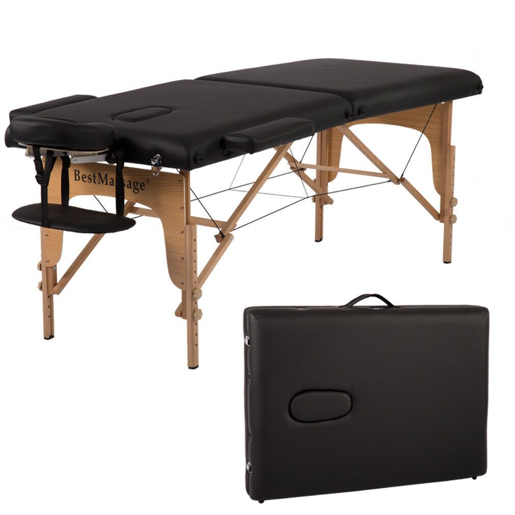 Bestmassage Black Pu Portable Massage Table W/free Carry Case U1 Bed Spa Facial