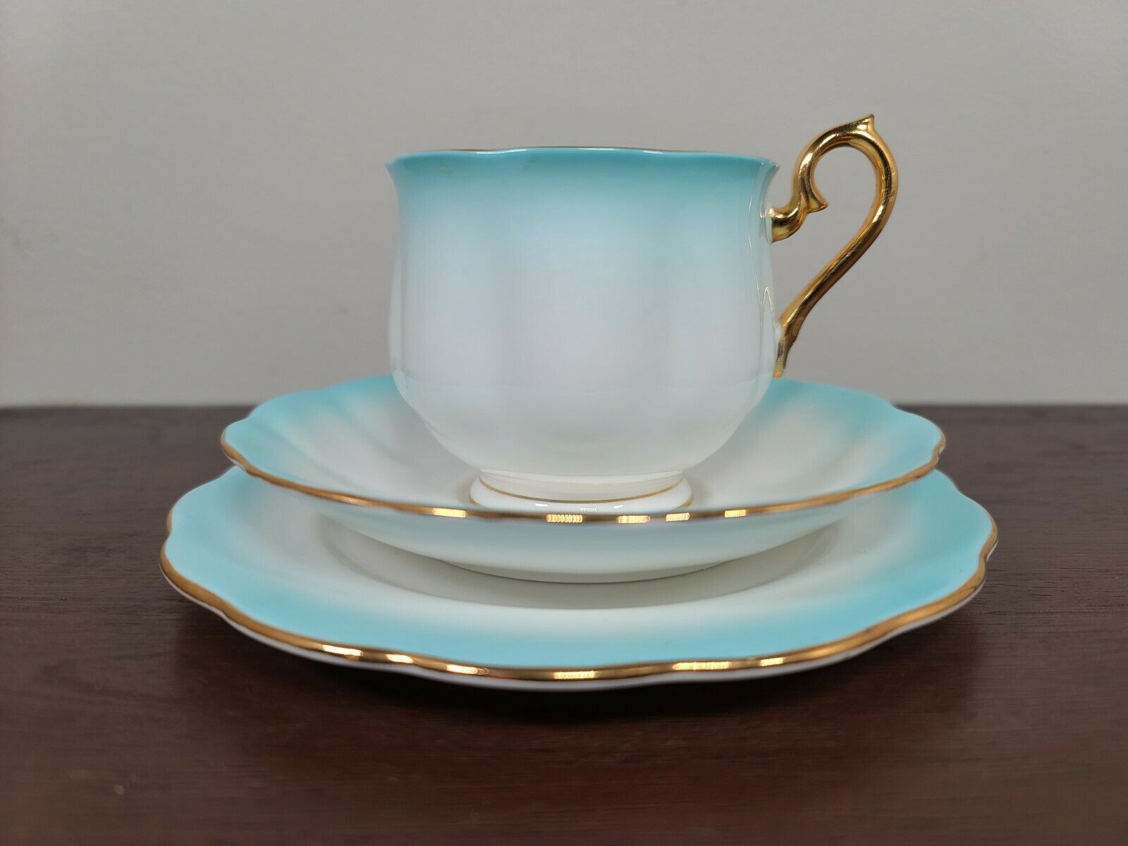 Royal Albert Rainbow Bone China Hampton Tea Cup, Saucer, Side Plate 1950s Azure