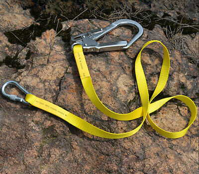 Outdoor Climbing Safety Harness Belt Lanyard Strap W/ Carabiner Buckle Hook