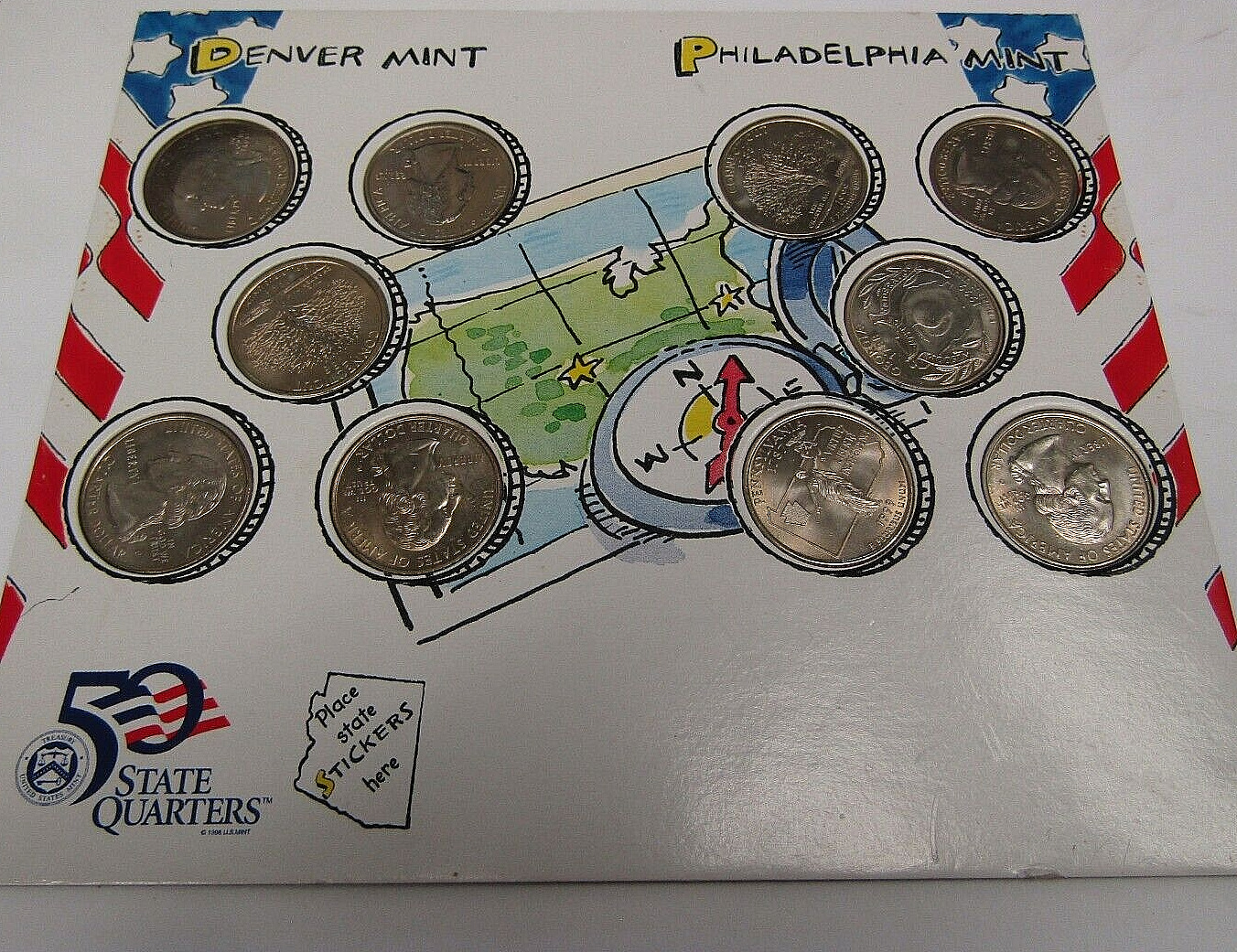 1999 Denver And Philadelphia State Quarter Mint Set In Display Board