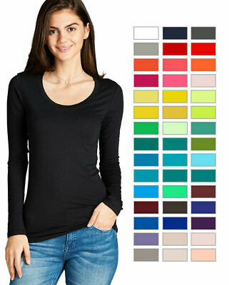 Women's Premium Basic Long Sleeve Round Crew Neck T Shirt Top Warm Soft