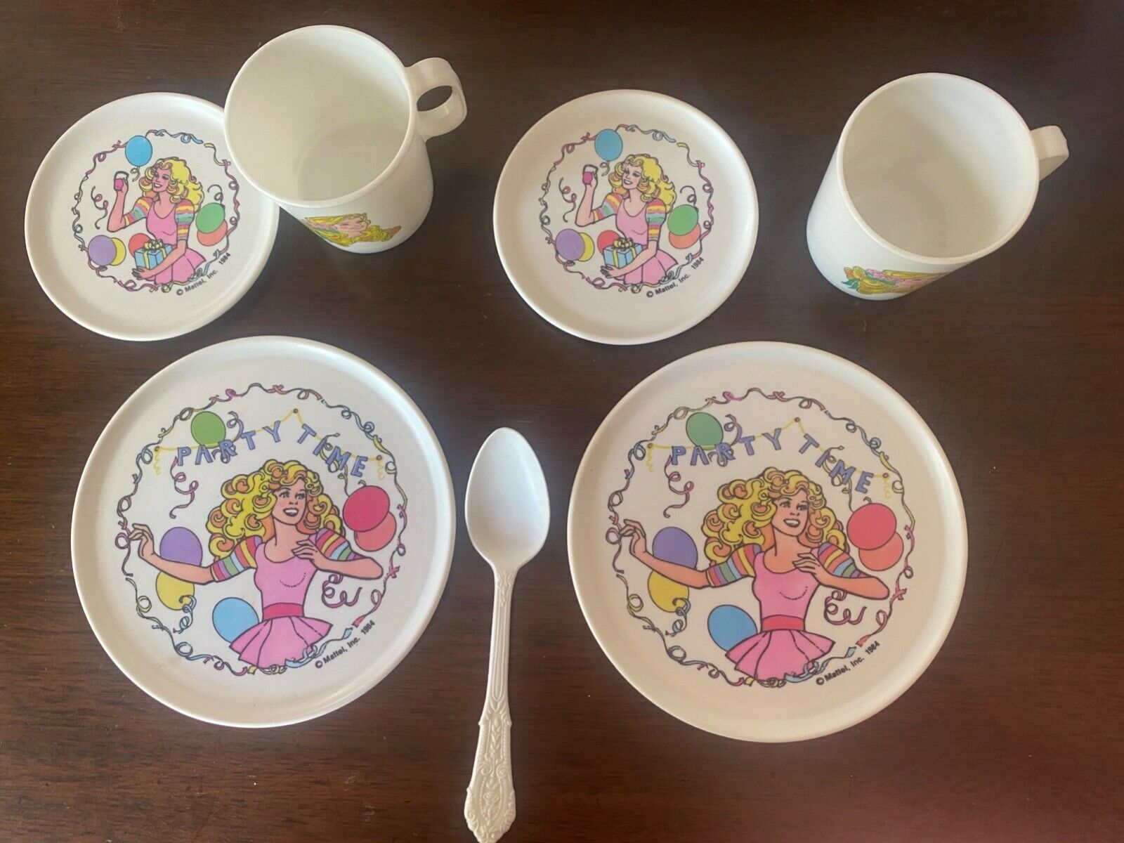 7 Pieces From Vintage 1983 1984 Barbie Party Tea Set Chilton-globe  made In Usa