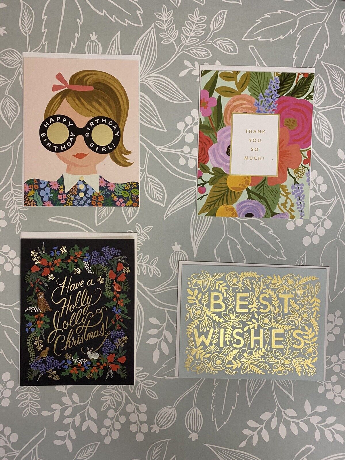 Rifle Paper Co—meadow Assorted Blank Card Set Of 4. Brand New! 4.25"x5.5"