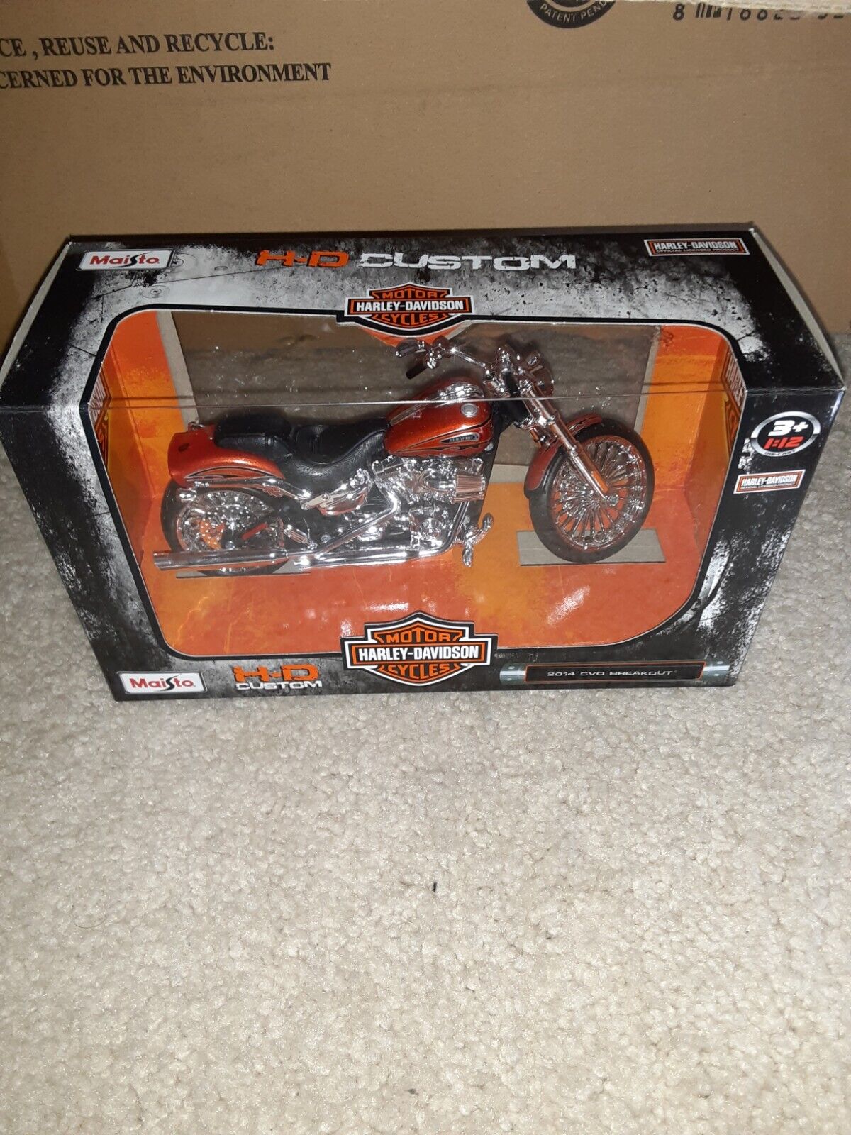 2014 Cvo Breakout 1:12 Scale Maisto Hd Custom Harley-davidson Motorcycle Orange