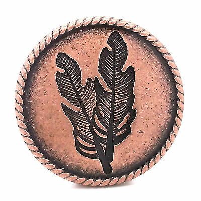 Feather Concho Antique Copper With Rope Border Screwback 1-1/4" By Stecksstore
