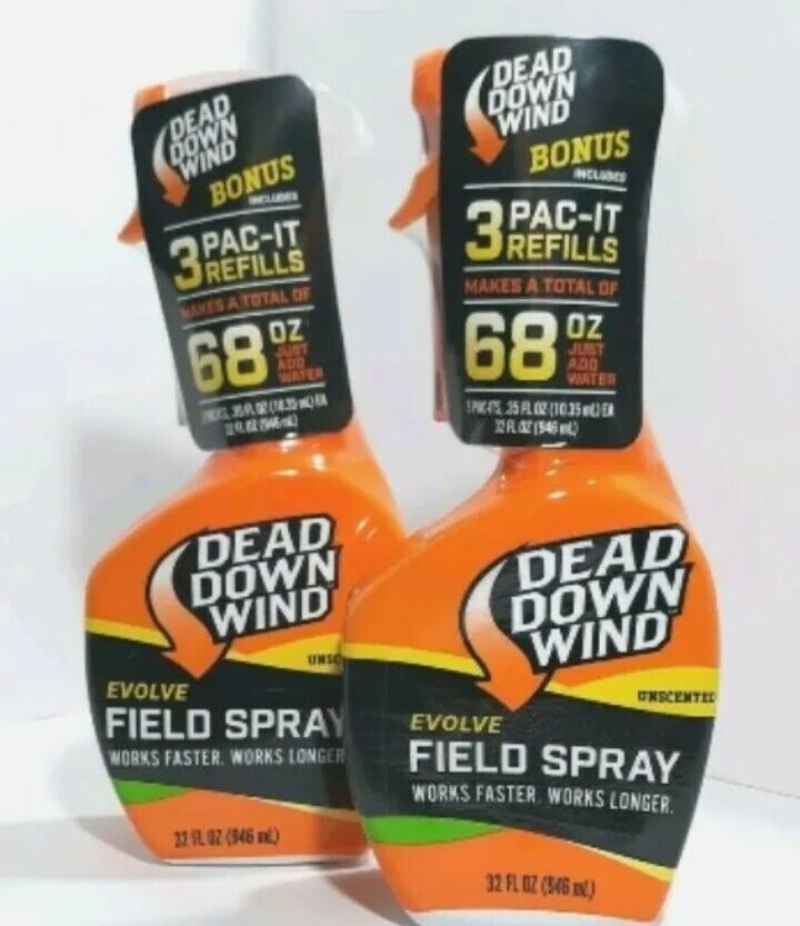 Dead Down Wind Evolve Field Spray Unscented 3 Pac-it Refills 32 Fl Oz Lot Of 2