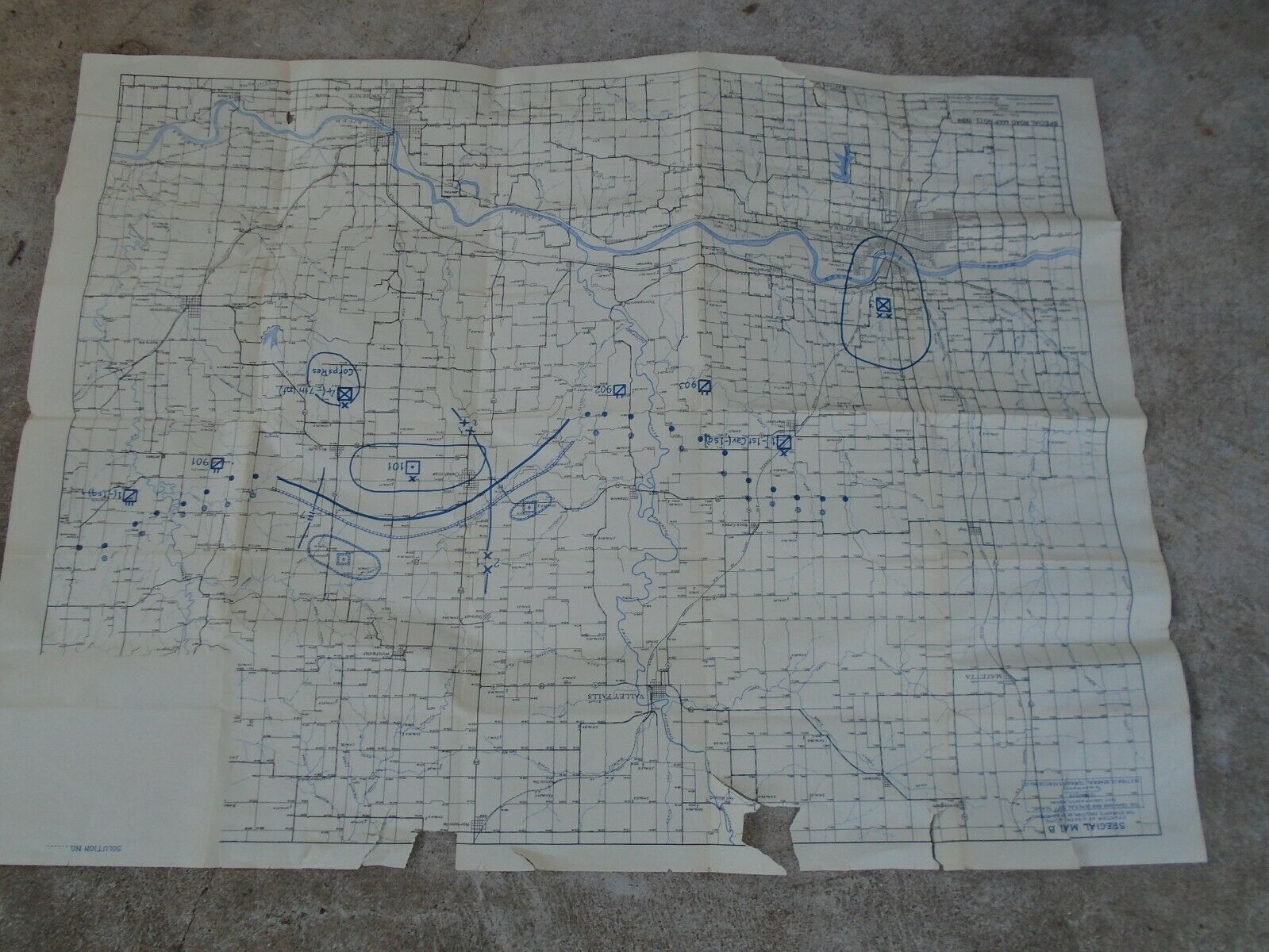 Ft Leavenworth, Command And General Staff School 1939 Exercise Map, Topeka