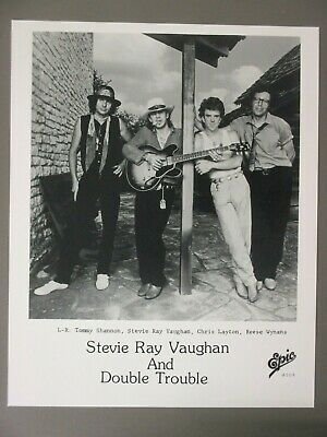 Stevie Ray Vaughan Promo Photo 8 X 10 Glossy Black & White With Double Trouble !