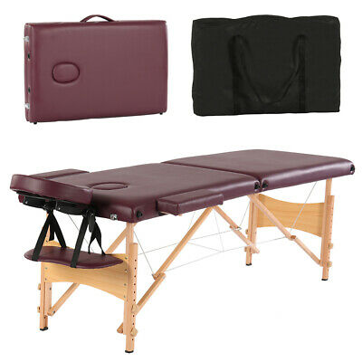 Foldable Massage Table Facial Spa Bed Chair With Free Carry Case Wine Red