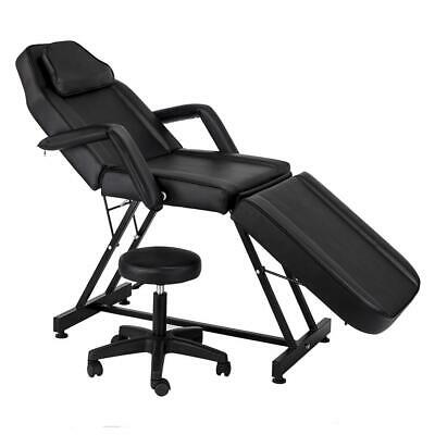 Adjustable 3-section Salon Tattoo Massage Bed Facial Beauty Barber Chair Black