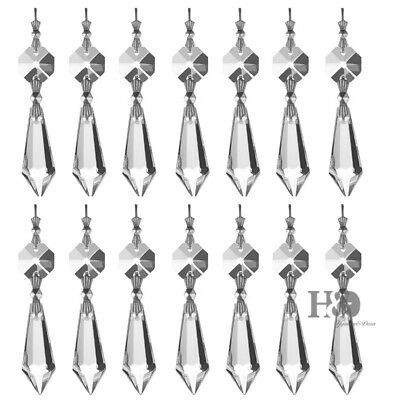 20 Clear Crystal Chandelier Lamp Icicle Prisms Parts Hanging Drops Pendants 38mm