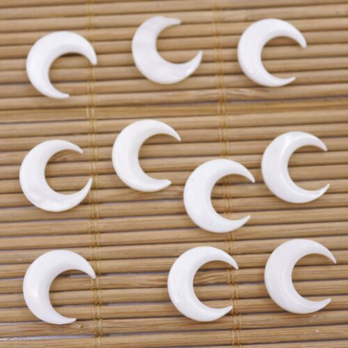 10 Pcs 12x13mm Moon Shell Natural White Mother Of Pearl No Hole