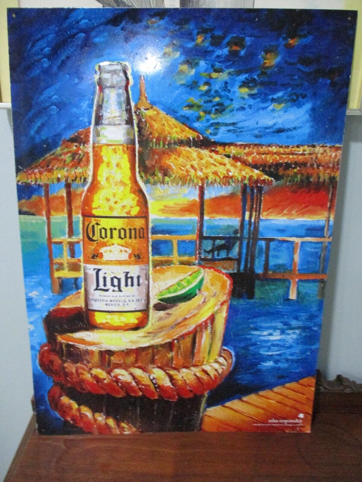Corona Light &lime Mexican Ocean Life Tiki Hut Bar Embossed Beer Salt Life Signs