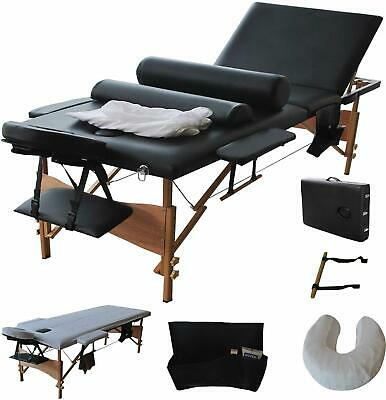 New 84"l Massage Table 3 Fold Portable Facial Bed W/ Cradle Bolsters Carry Case