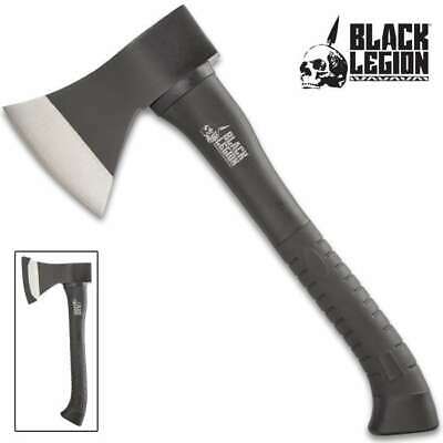 14" Survival Camping Tomahawk Throwing Axe Black Hatchet Hunting Knife Tactical