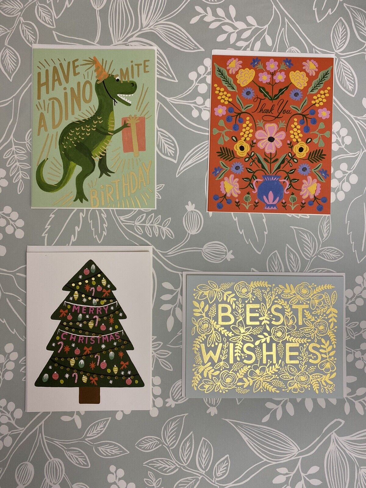 Rifle Paper Co—dino Assorted Blank Card Set Of 4. Brand New! 4.25"x5.5"