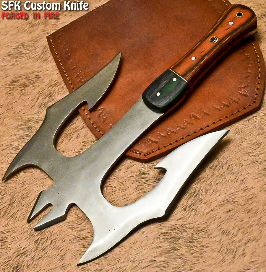 Sfk Hand Forged D2 Tool Steel Hard Wood Hunting Clever Chopper Axe Knife
