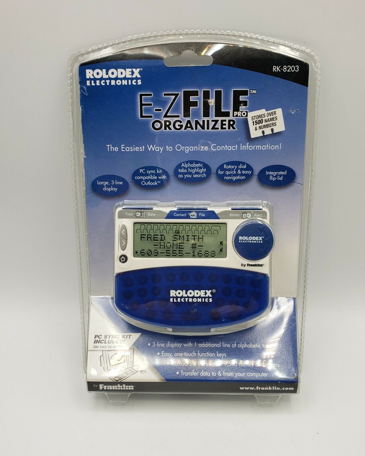 Rolodex Franklin Electronics E-z File Pro Organizer Rk-8203 Blue