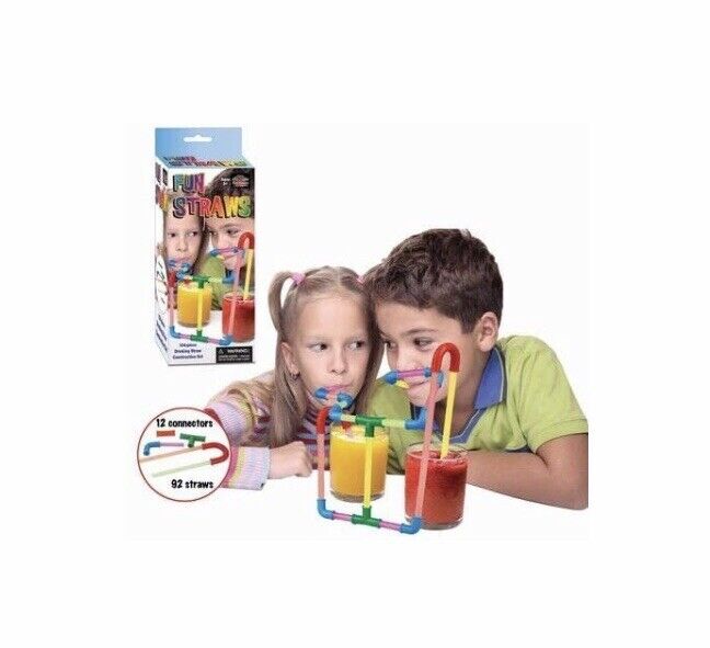 Play Visons Fun Straws 104 Piece Drinking Straw Construction Set Building Toy