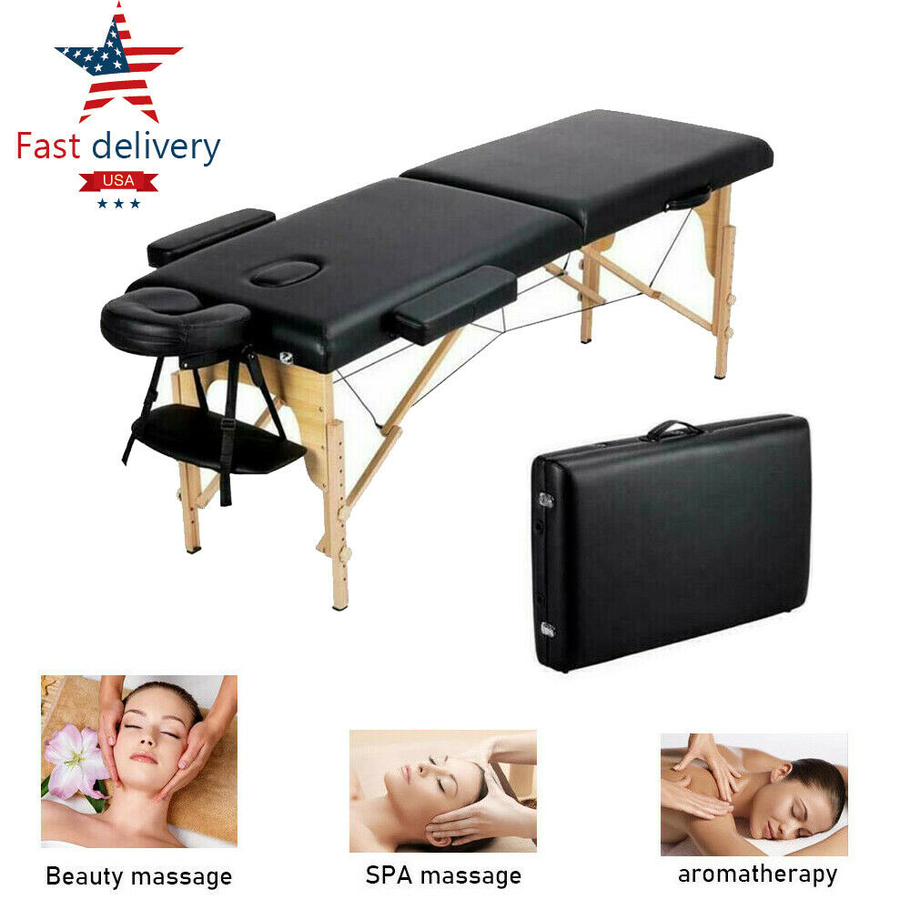 2-fold Portable Massage Table Health Beauty Spa Bed Facial Tattoo Pad 84" New