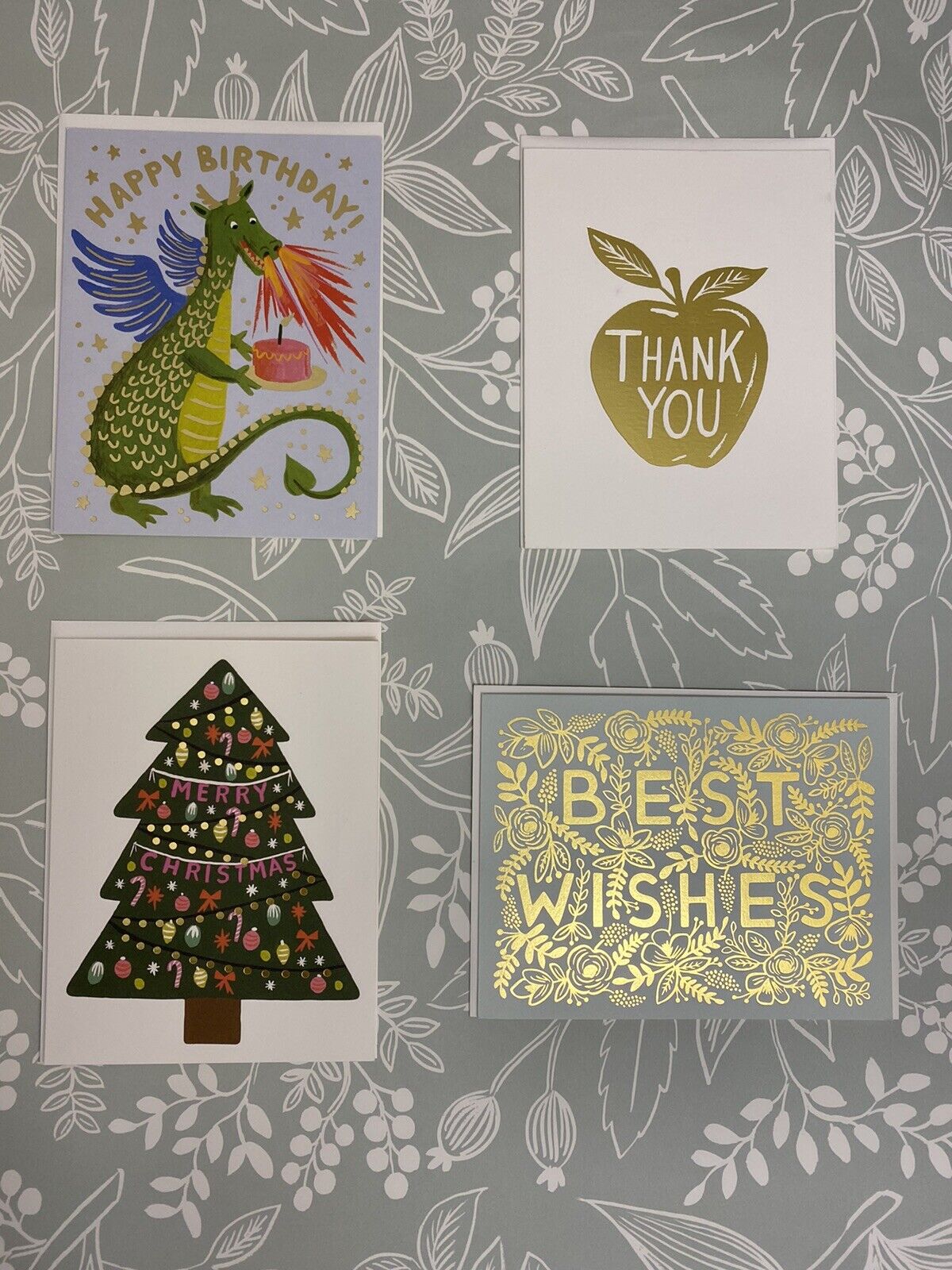 Rifle Paper Co—dragon Assorted Blank Card Set Of 4. Brand New! 4.25"x5.5"