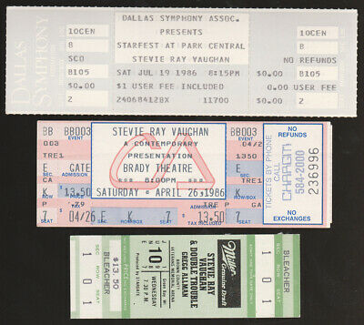 Stevie Ray Vaughan Let Of 3 Unused Concert Tickets