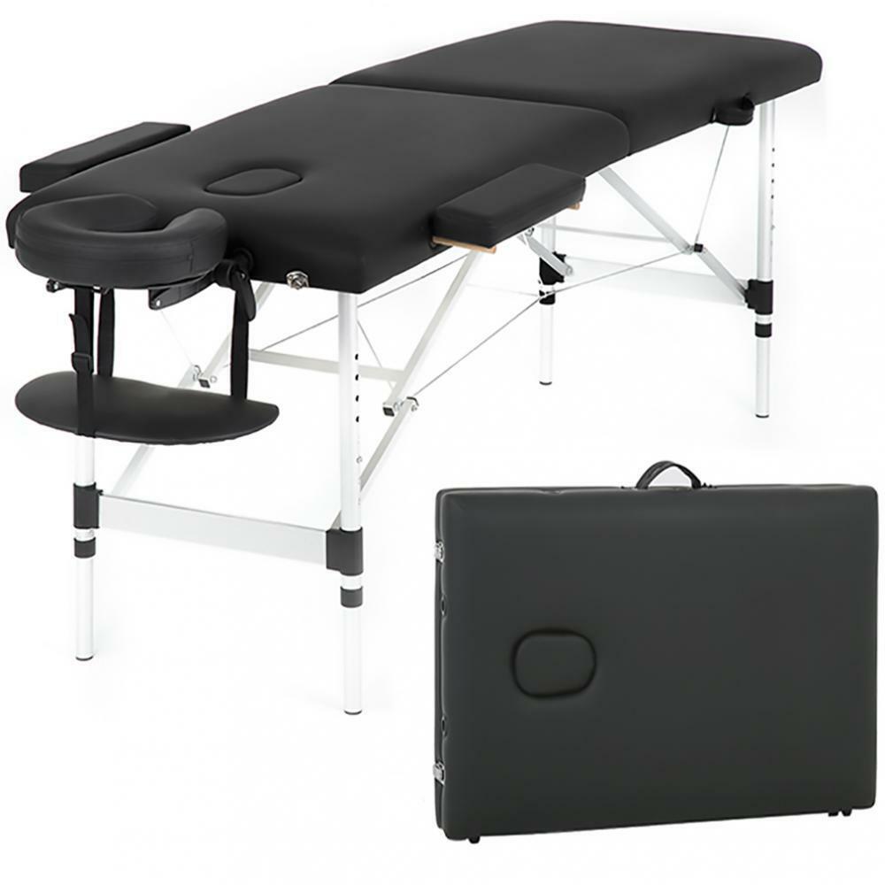 Massage Table Heigh Adjustable 2 Fold W/face Cradle 73'' Portable Aluminium Bed