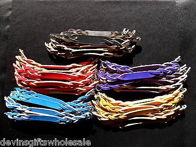 #brt Lot Of 5 Twisted Leather  Bracelet Blanks W/snap Choice Of Color