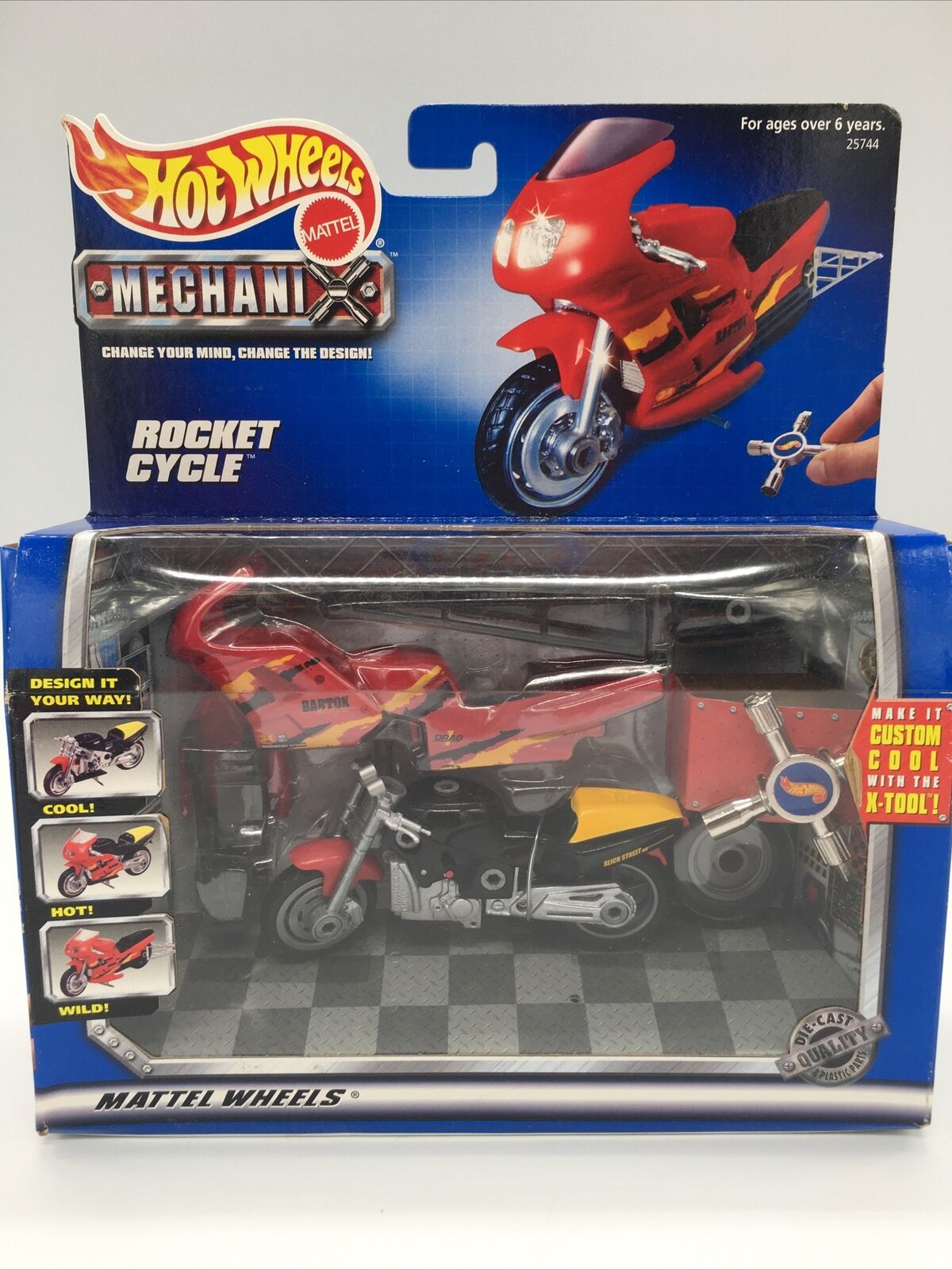 Hot Wheels Mattel Mechanix ©1999 Rocket Cycle Red Motorcycle Customize Kit 25744