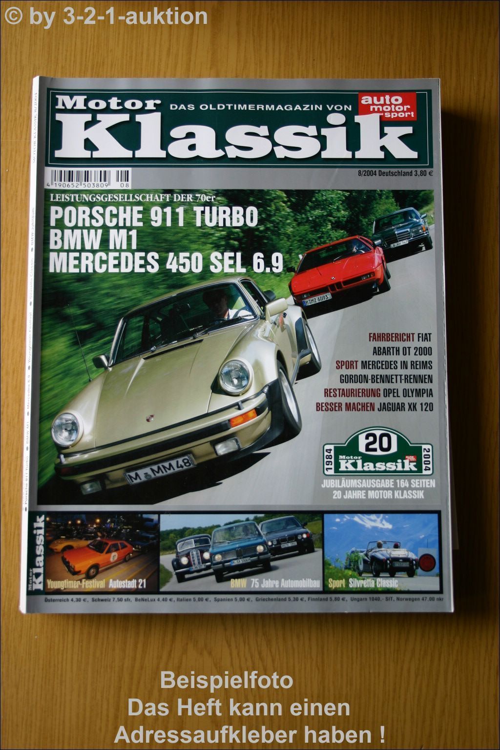 Motor Classic 8/04 Porsche Turbo Bmw M1 Mercedes 450 Sel 6.9