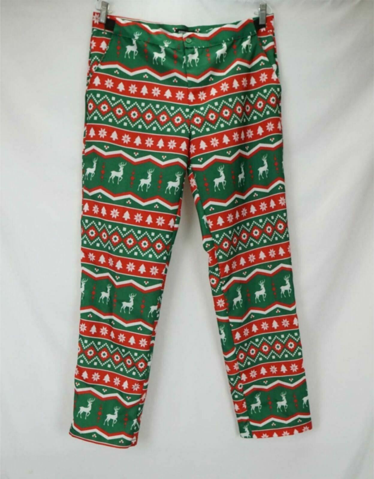 Suitmeister Men's Raindeer Pattern Christmas Pants Size Xl