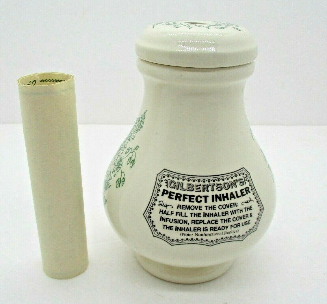 Vintage Gilbertson's Perfect Inhaler Eli Lilly Promo Replica Apothecary Jar