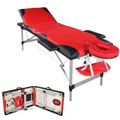 3 Fold Aluminum Frame Massage Table Health Facial Bed Carry Case Black&red