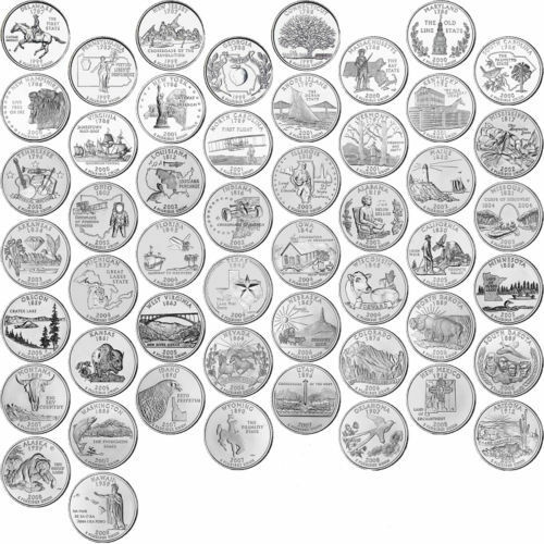 1999-2008 Us State Quarters Complete Uncirculated Collectible Set Of 50 Coins