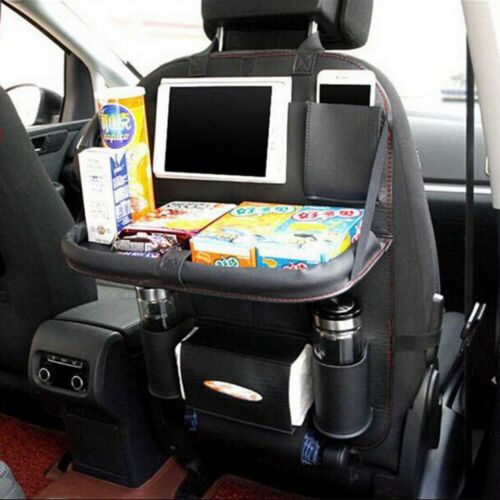 Leather Car Organizer Storage Seat Back Holder Tray  Shelf Pocket Support Table