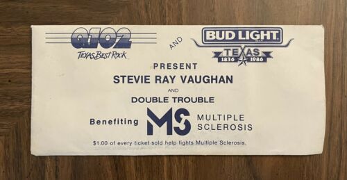 Rare! 1986 Stevie Ray Vaughan Fall Fest Ticket Envelope Wichita Falls Tx Q102 Fm