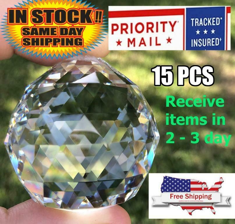 15pc 40mm 1.57 Inch Crystal Ball Prism Chandelier Hanging Sphere Suncatcher Gift