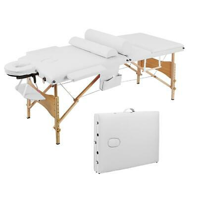 New 84" 3 Pad Massage Table White Folding Facial Spa Bed Tattoo Chair Carry Bag