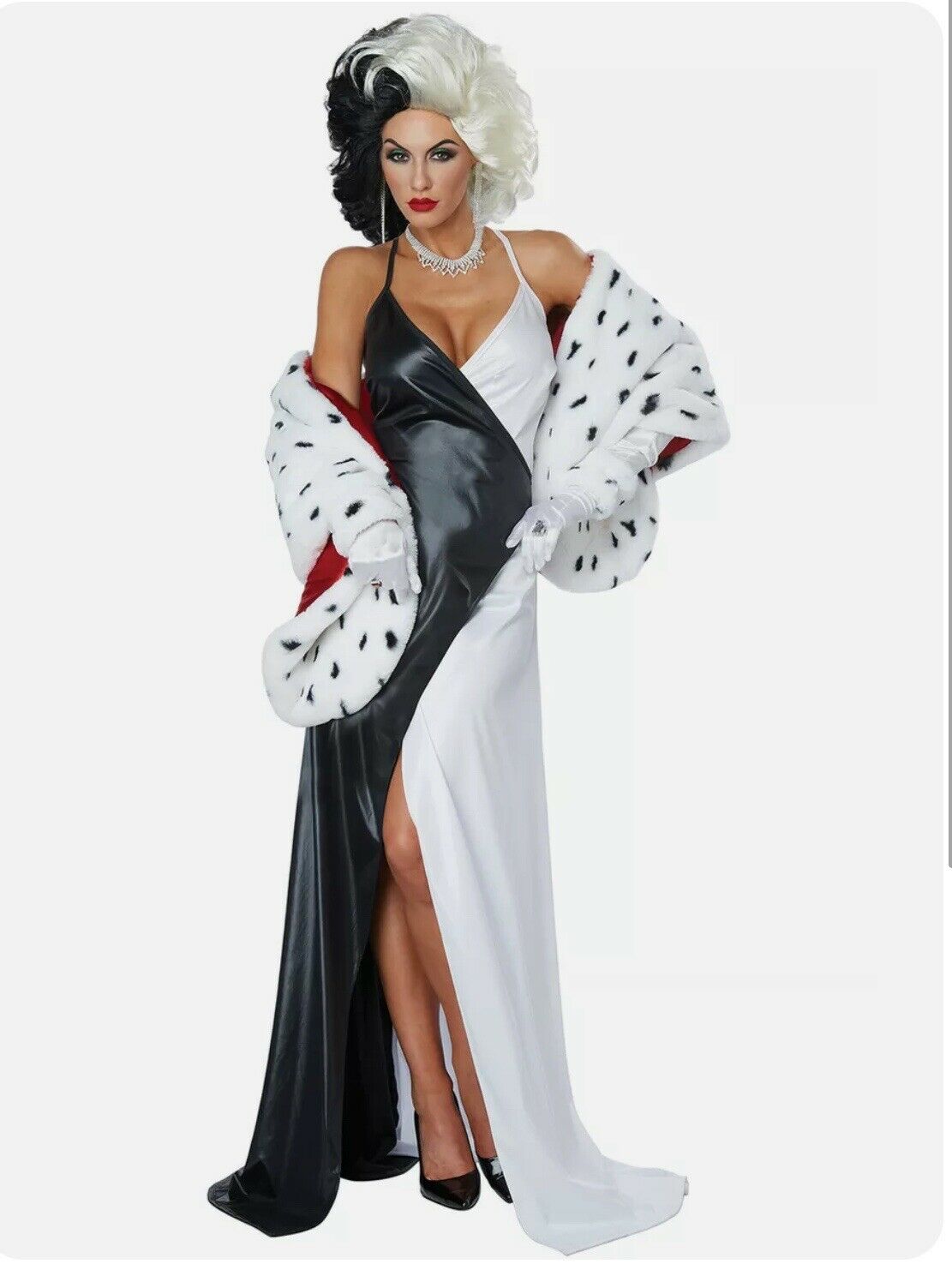 New Halloween Cruella Diva 101 Dalmations Women Adult Costume Us S