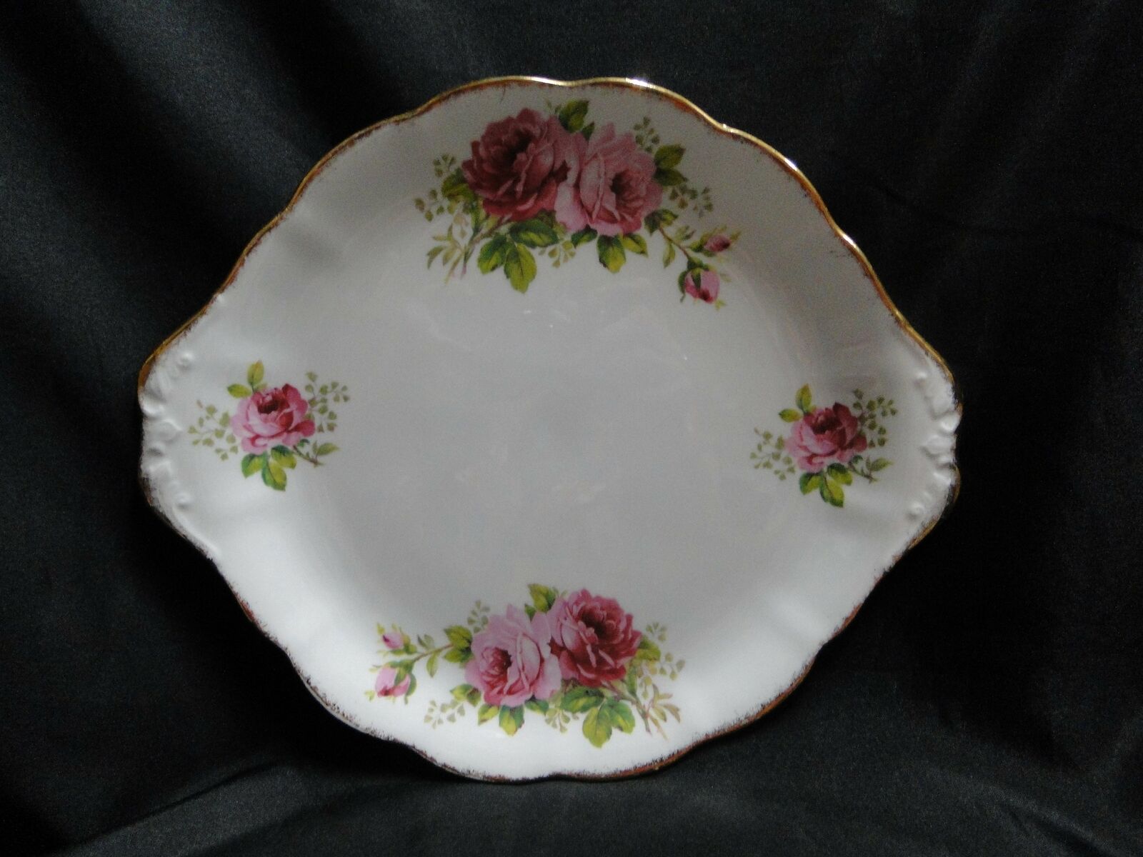 Royal Albert American Beauty, England: Round Handled Cake Plate, 10 1/2"