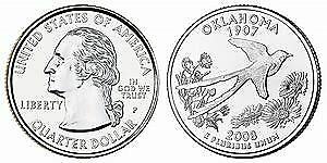 2008 P Oklahoma State Quarter Bu Brilliant Uncirculated Coin