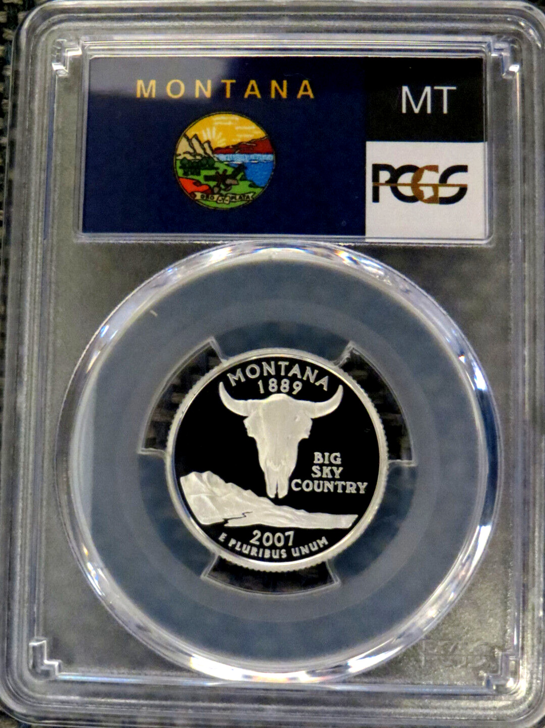 2007-s 25c Montana Silver State Flag Label Quarter Proof Coin Pcgs Pr70 Dcam