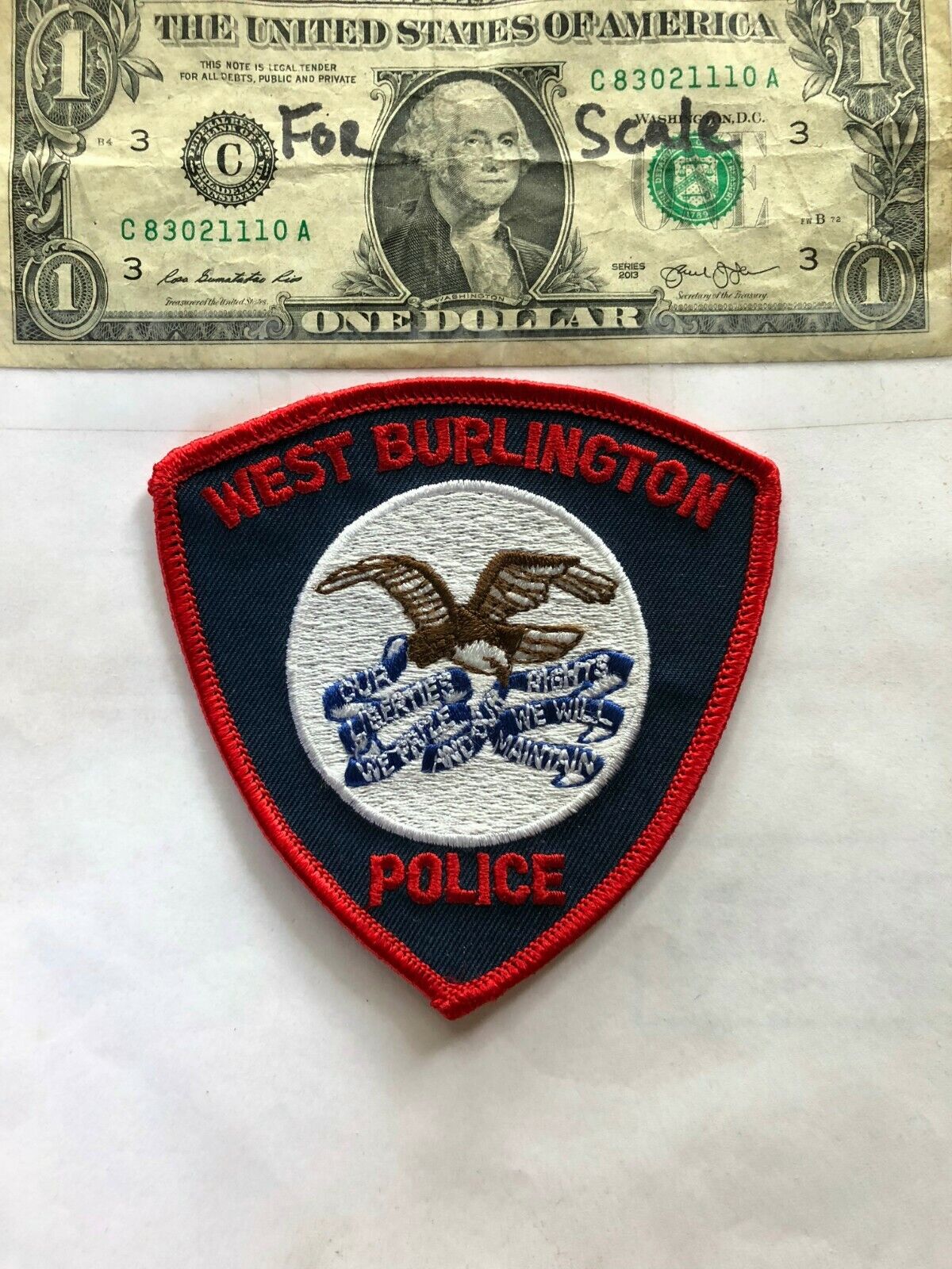 West Burlington Iowa Police Patch Un-sewn Great Shape