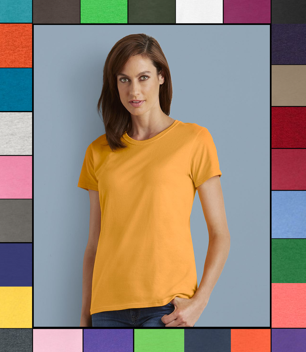 Gildan Womens Plain T Shirt Solid Cotton Short Sleeve Blank Tee Top Shirts G500l