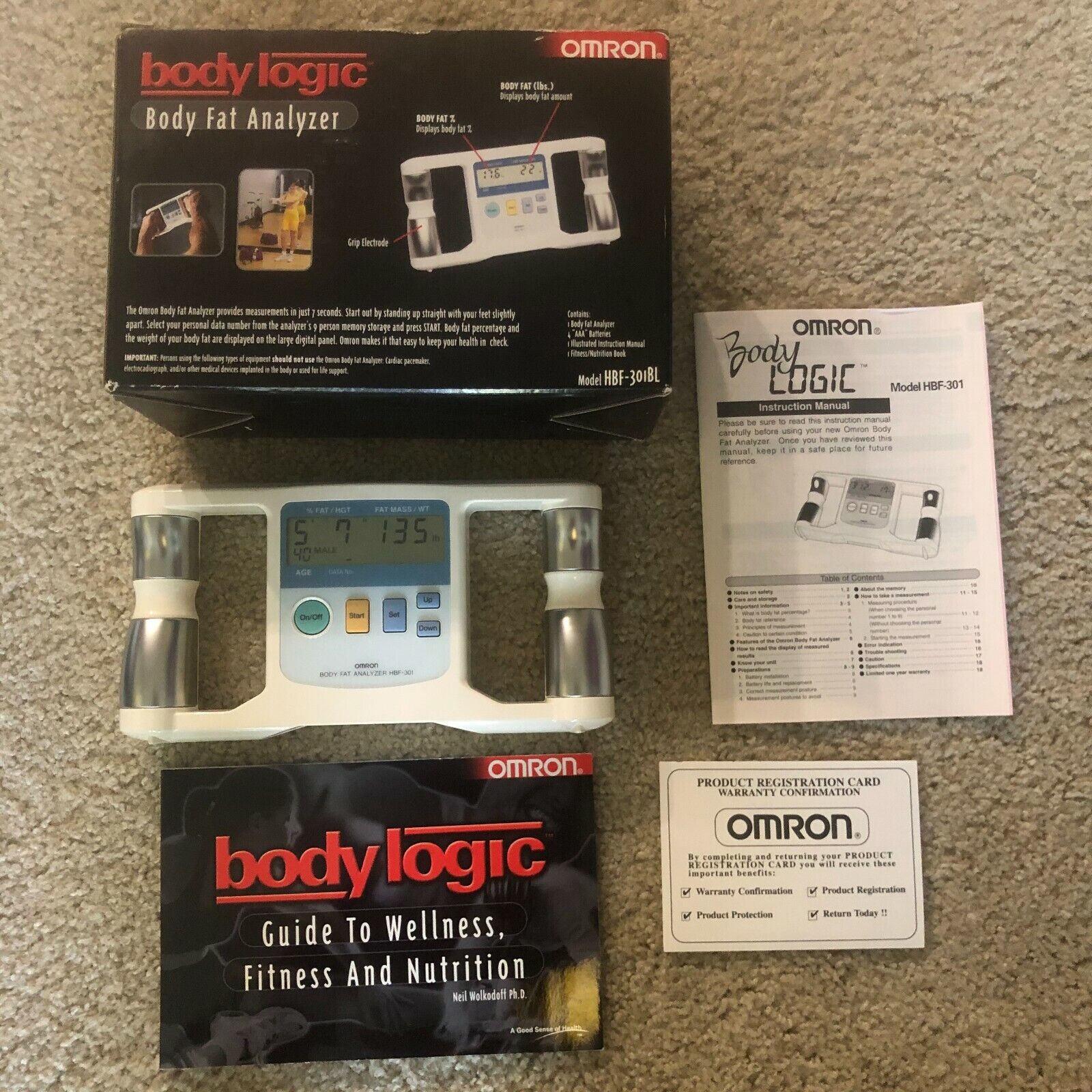 Omron Hbf-306bl Fat Loss Analyzer Body Logic Bodyfat Fitness W/ Manual & Box