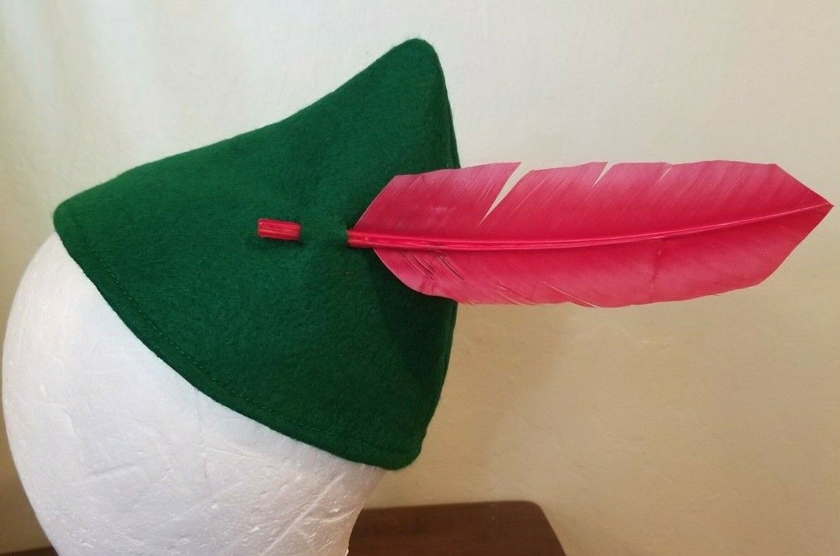 Green Felt Hat With A Red Feather Or All Black For Your Peter Pan Shadow Costume