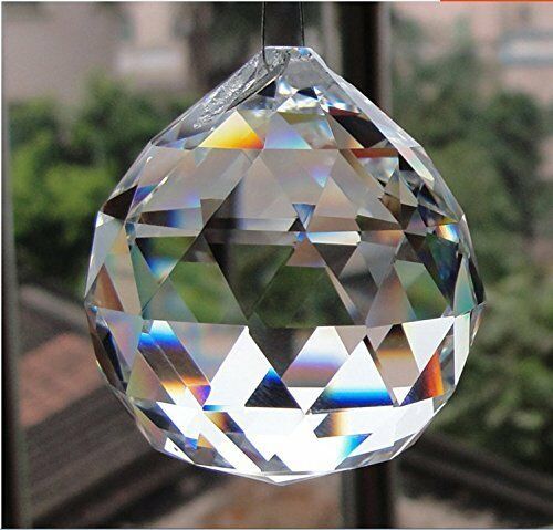 Clear Crystal Hanging Faceted Ball Prism, 50mm, 1 Piece
